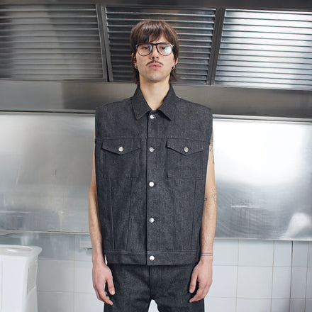 RAW DENIM TRUCKER VEST